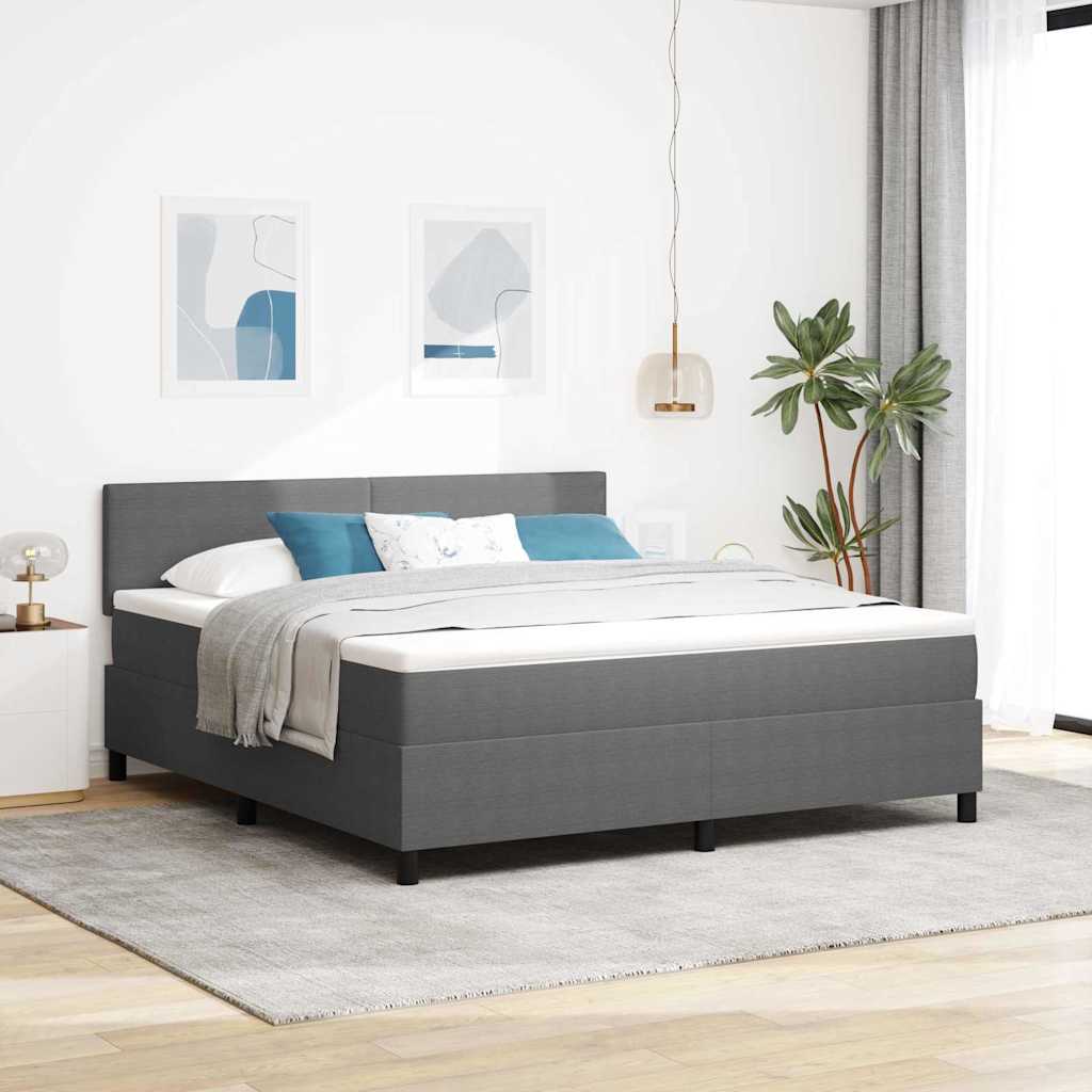 Boxspringbett Hellgrau und Weiß 180 x 200 cm Cordstoff