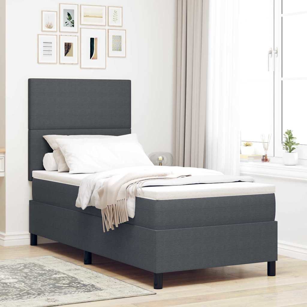 Boxspringbett Dunkelgrau und Weiß 80 x 200 cm Cordstoff