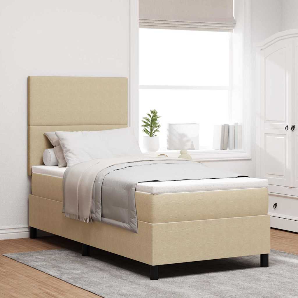 Boxspringbett Hellgrau und Weiß 80 x 200 cm Cordstoff