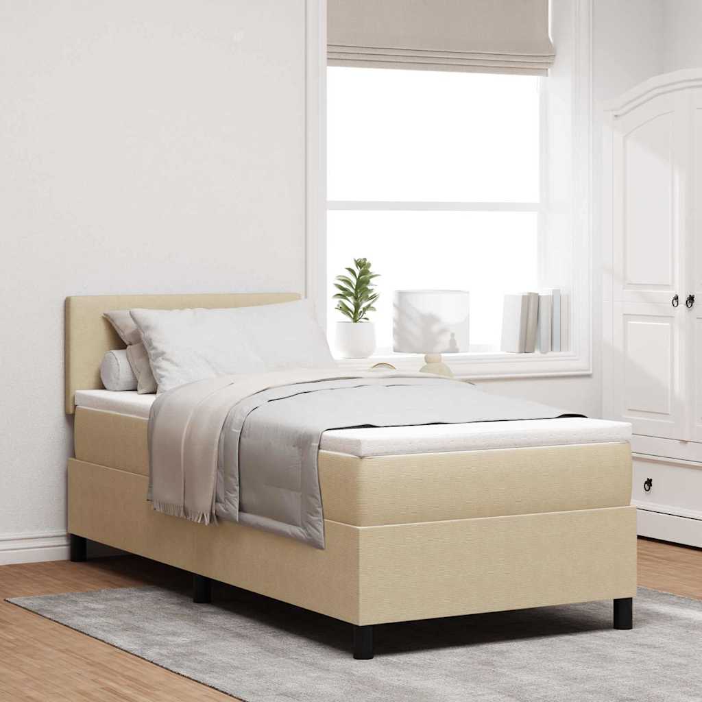 LED Boxspringbett Hellgrau und Weiß 80 x 200 cm Cordstoff