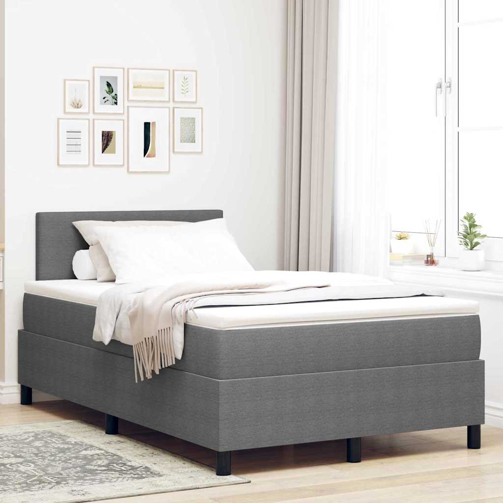 LED Boxspringbett Hellgrau und Weiß 120 x 190 cm Cordstoff