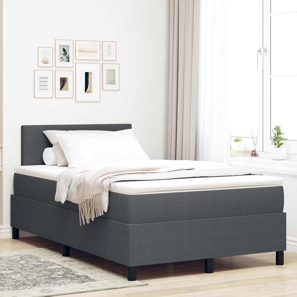 LED Boxspringbett Dunkelgrau und Weiß 120 x 190 cm Cordstoff