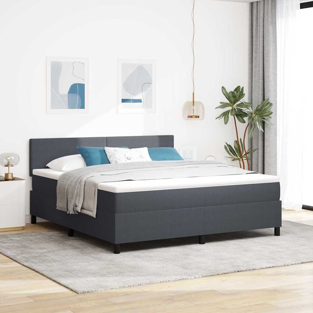 LED Boxspringbett Dunkelgrau und Weiß 180 x 200 cm Cordstoff