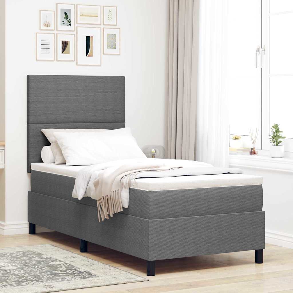 LED Boxspringbett Hellgrau und Weiß 90 x 190 cm Cordstoff