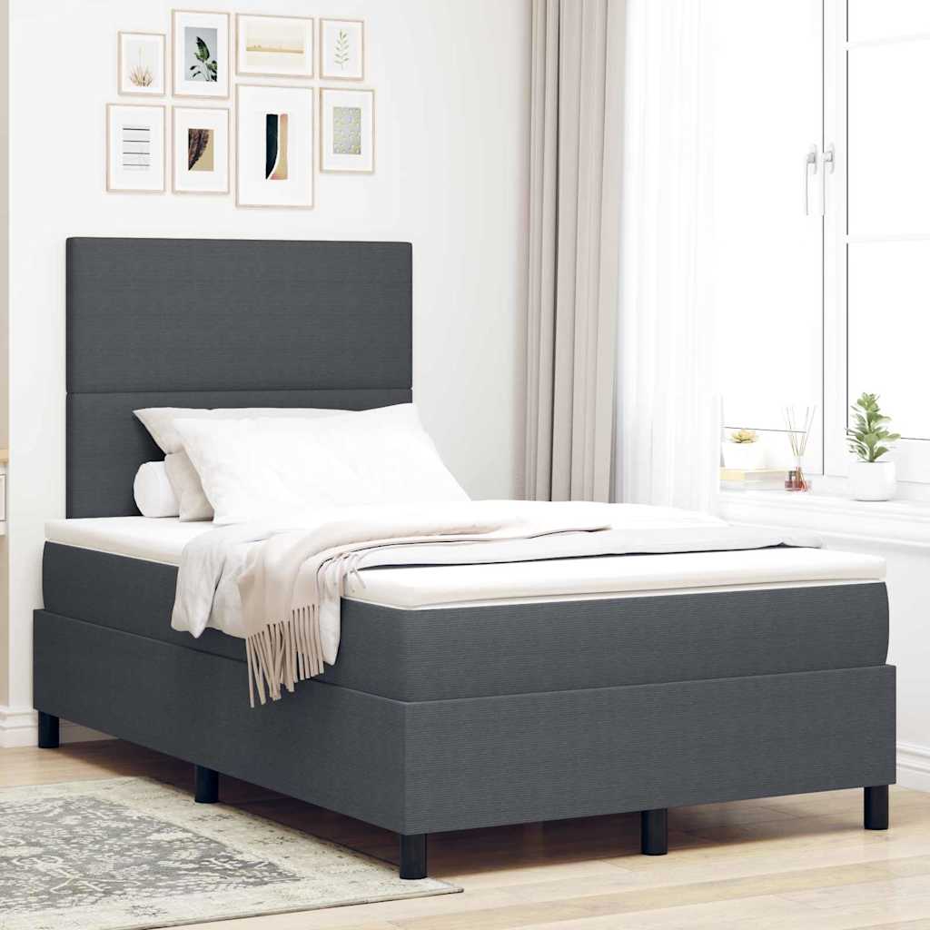 LED Boxspringbett Dunkelgrau und Weiß 120 x 190 cm Cordstoff