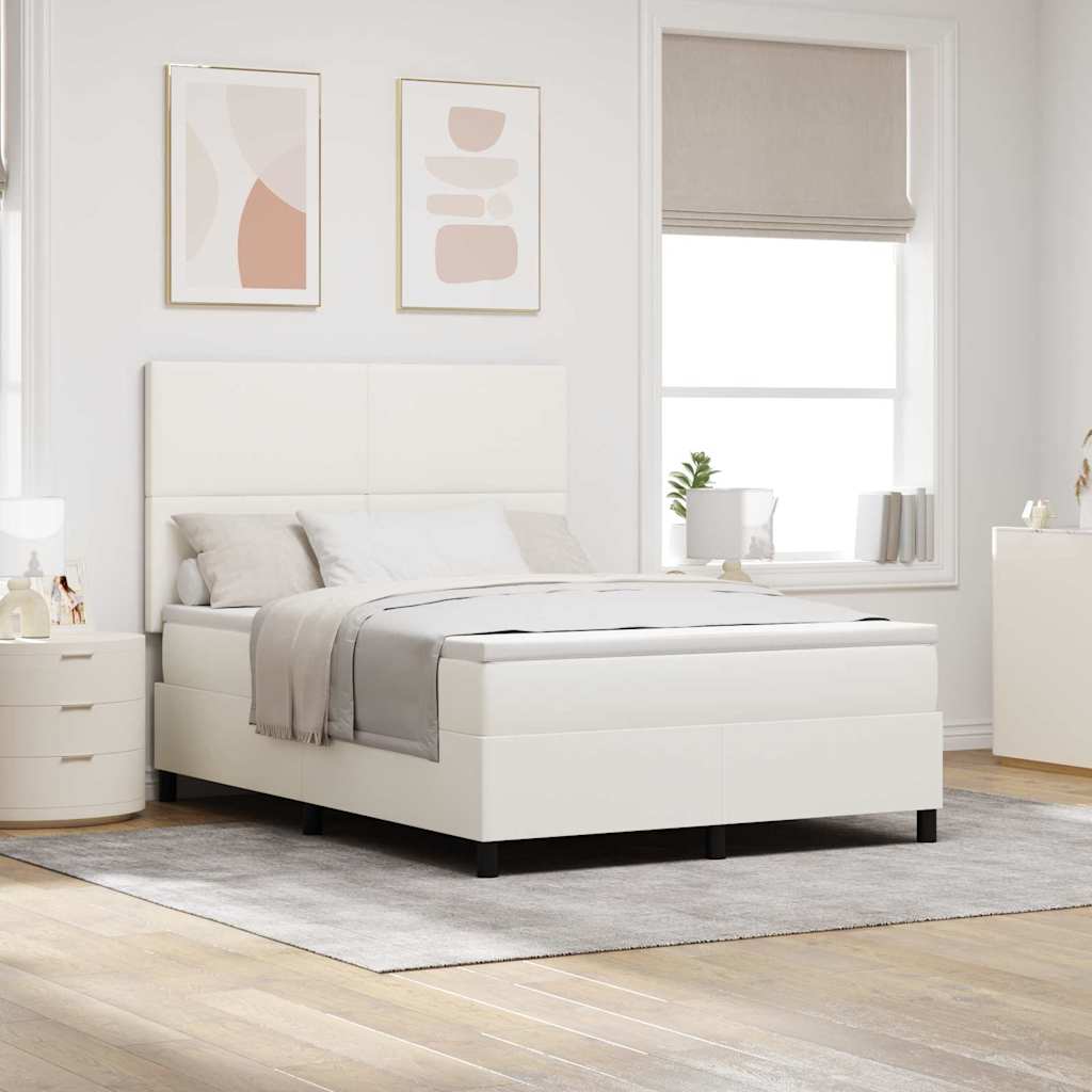 LED Boxspringbett Creme und Weiß 160 x 200 cm Cordstoff