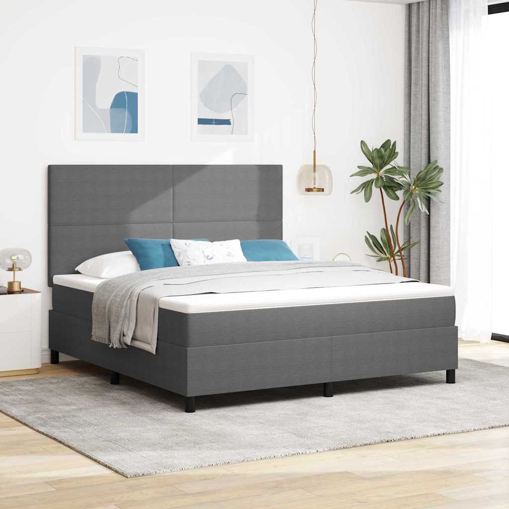 LED Boxspringbett Hellgrau und Weiß 180 x 200 cm Cordstoff