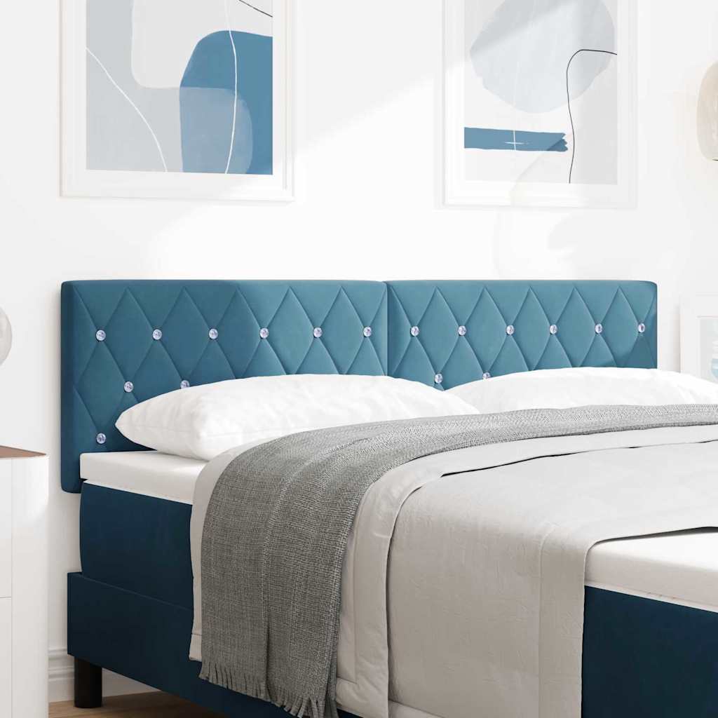 LED Kopfteil mit LED-Lichtleisten Dunkelblau 144 cm Samt