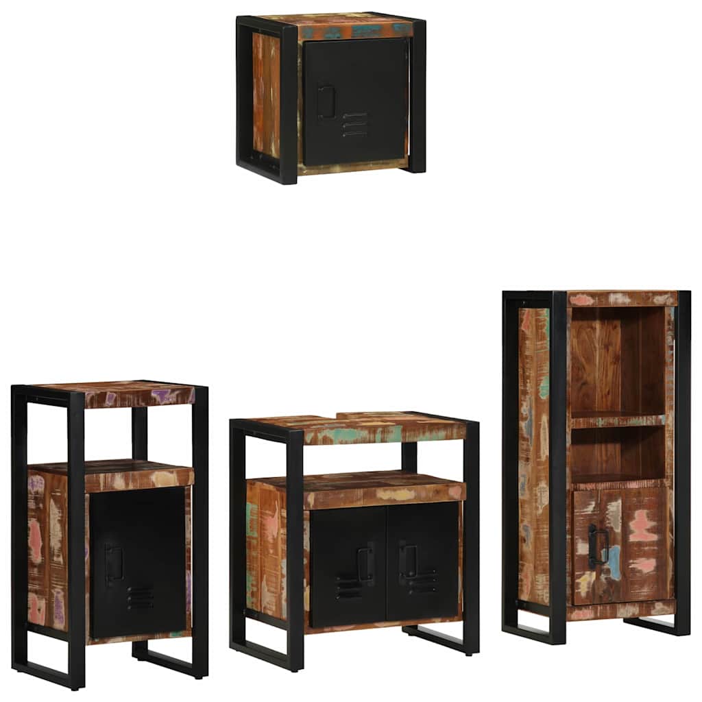 Badezimmermöbel-Set 4 stk. Mehrfarbig und Schwarz