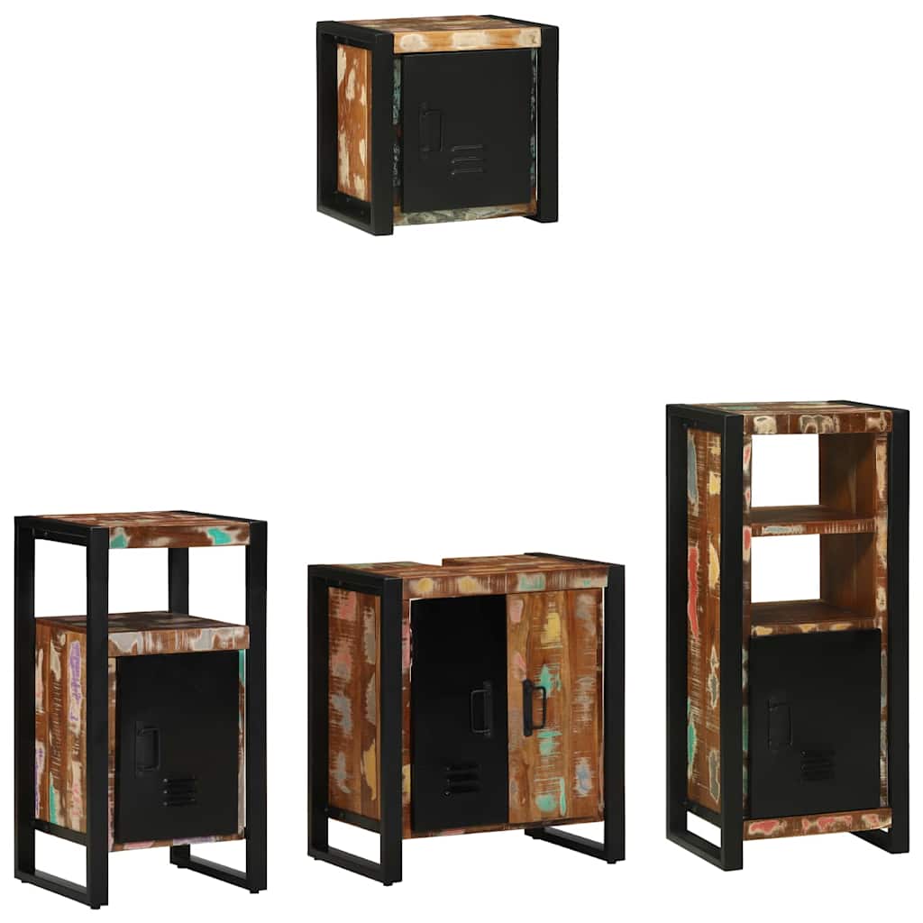 Badezimmermöbel-Set 4 Stk. Mehrfarbig und Schwarz