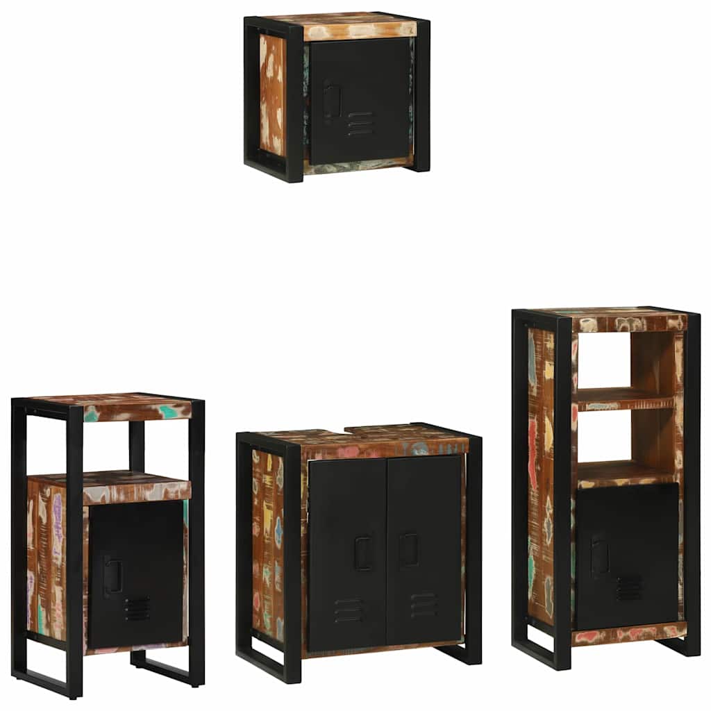 Badezimmermöbel-Set 4 Stk. Mehrfarbig und Schwarz