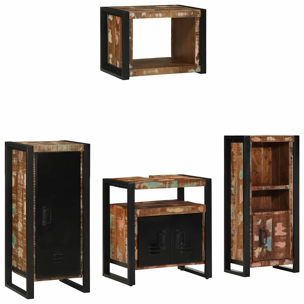Badezimmermöbel-Set 4 Stk. Mehrfarbig und Schwarz