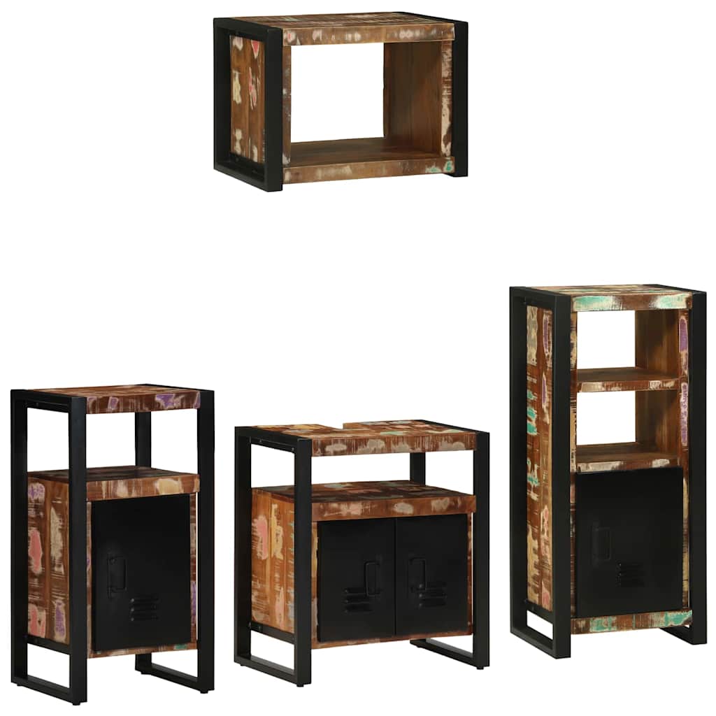 Badezimmermöbel-Set 4 Stk. Mehrfarbig und Schwarz