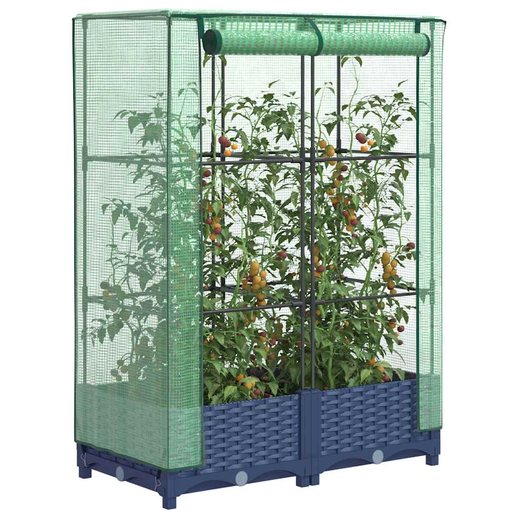 Hochbeet mit Gewächshaus-Aufsatz Rattan-Optik 80x40x123 cm