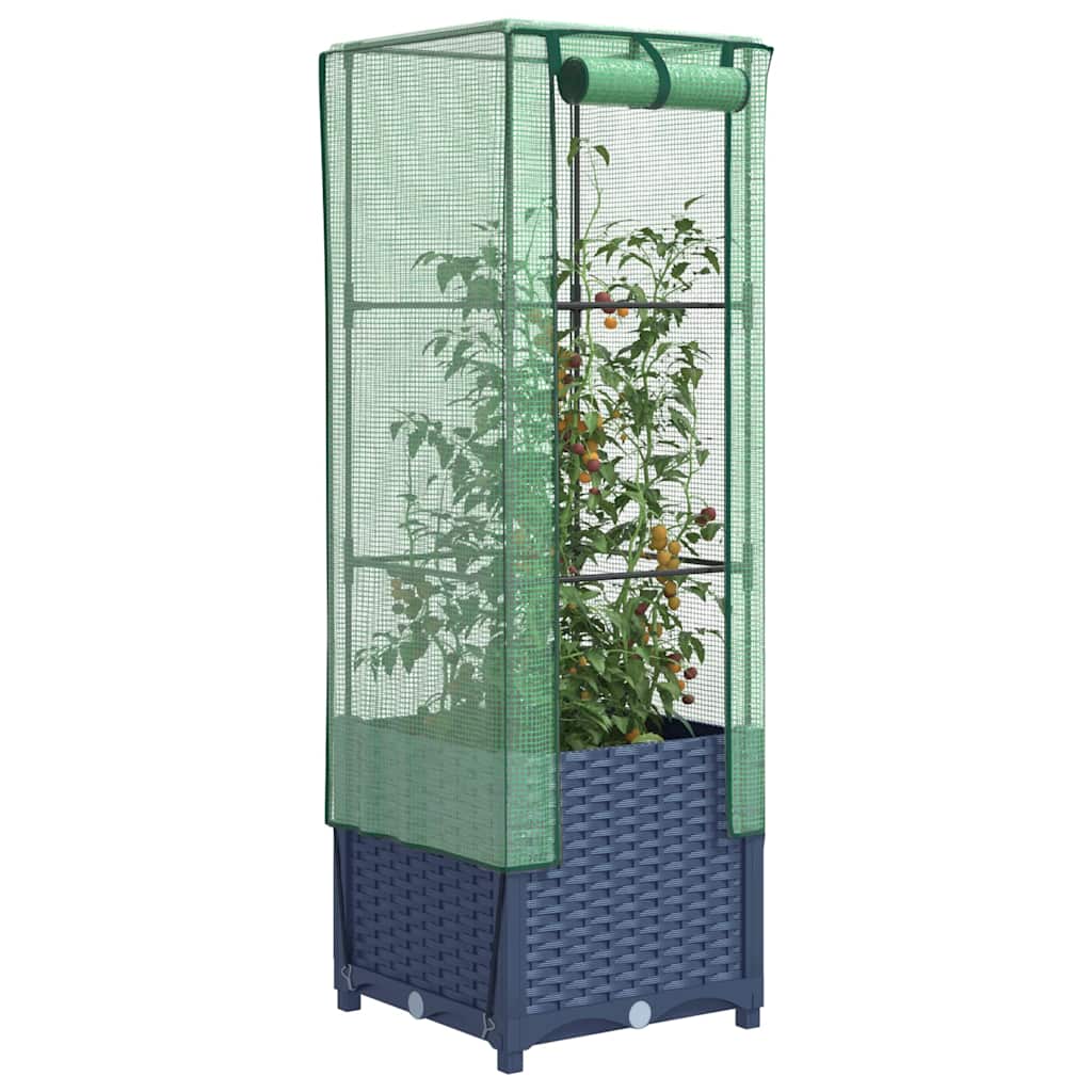 Hochbeet mit Gewächshaus-Aufsatz Rattan-Optik 40x40x139 cm
