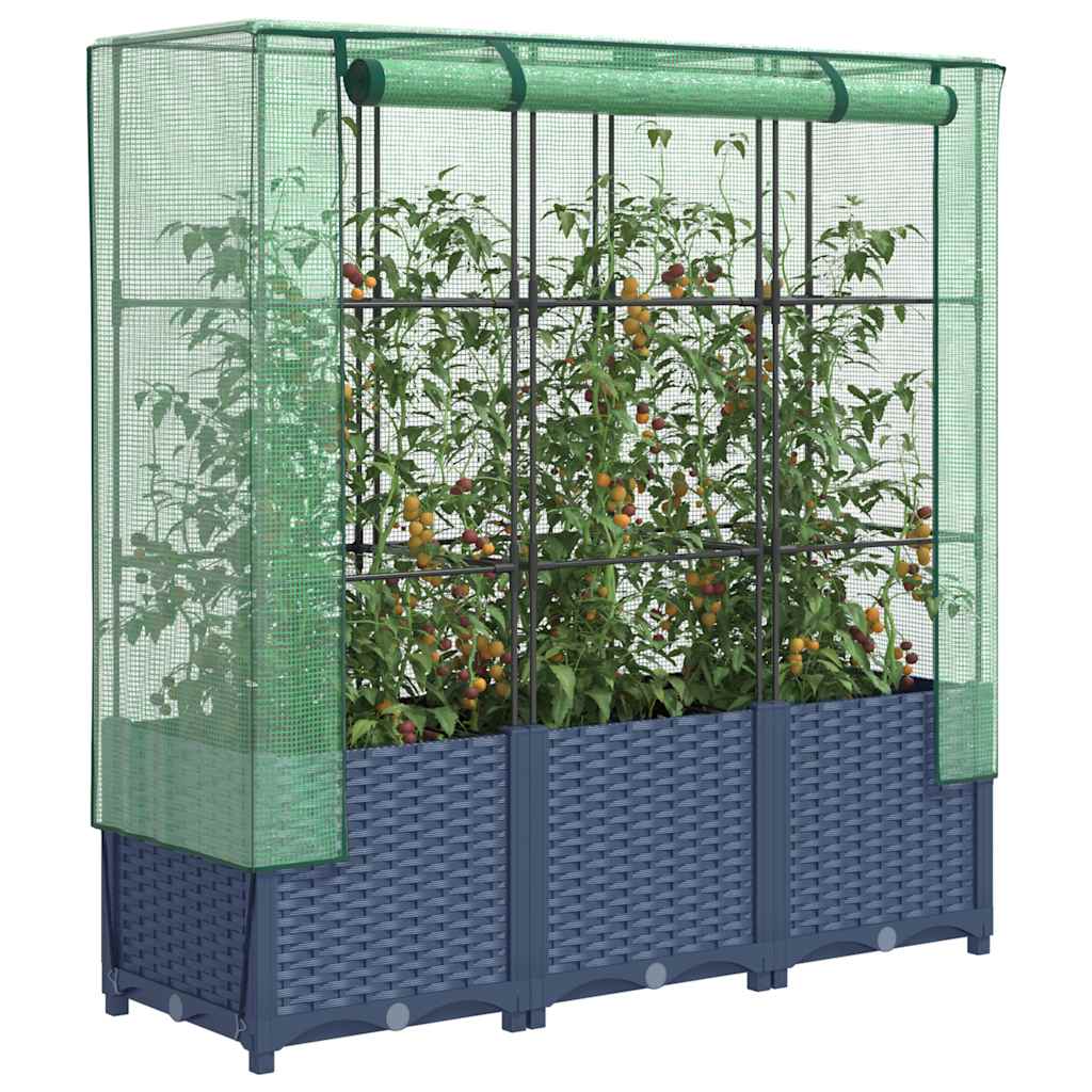 Hochbeet mit Gewächshaus-Aufsatz Rattan-Optik 120x40x138 cm