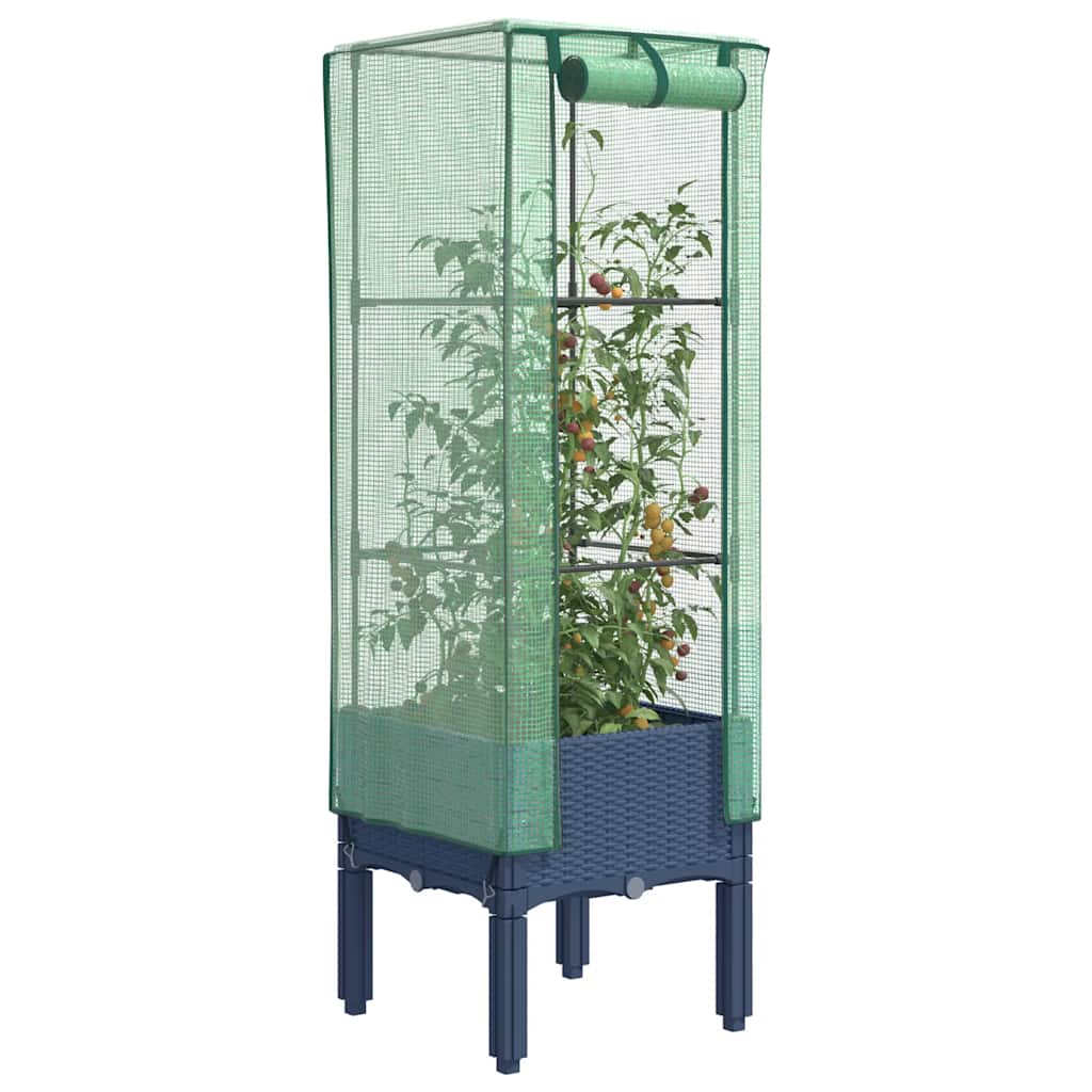 Hochbeet mit Gewächshaus-Aufsatz Rattan-Optik 40x40x140 cm