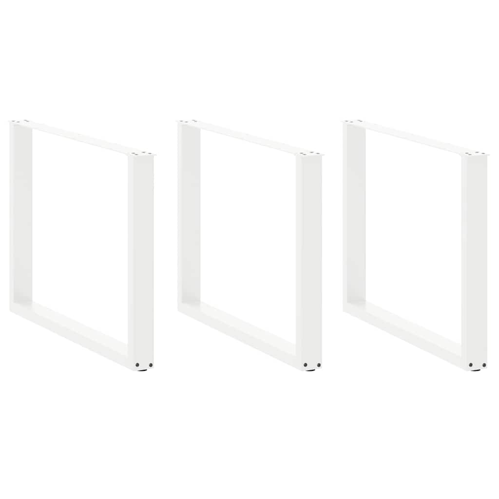 Esstischbeine U-Form 3 Stk. Weiß 100x(72-73) cm Stahl
