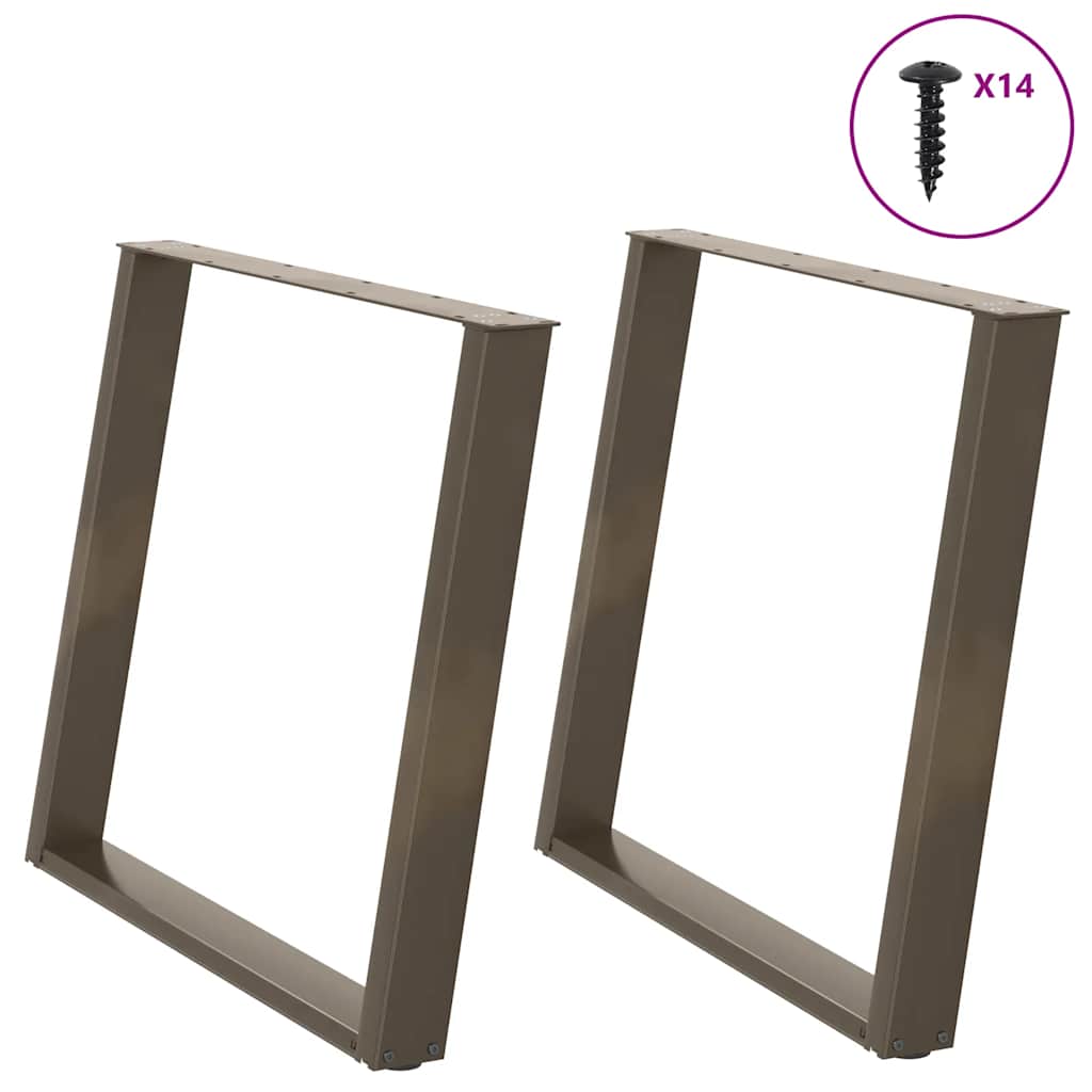 Esstischbeine U-Form 2 Stk. Naturstahl 90x(72-73) cm Stahl