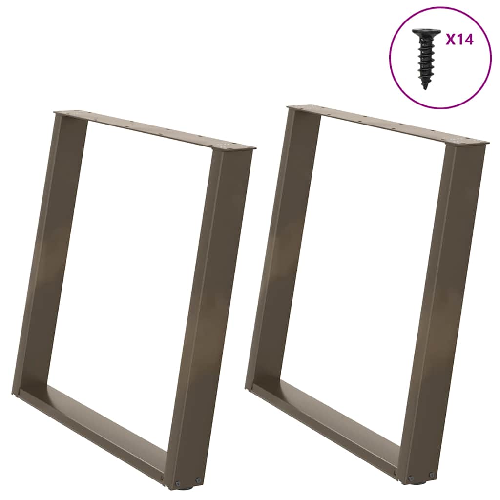Esstischbeine U-Form 2 Stk. Naturstahl 100x(72-73) cm Stahl