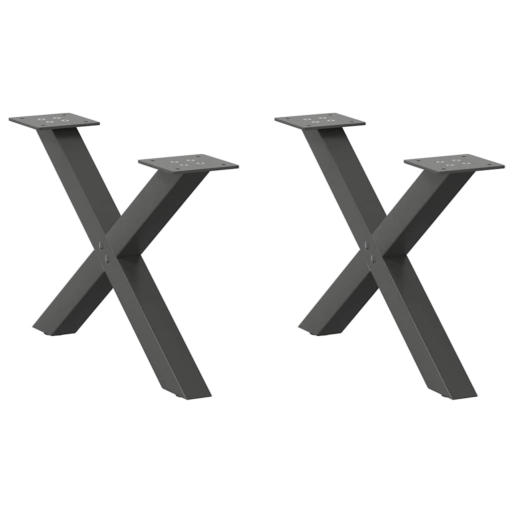 Couchtischbeine X-Form 2 Stk. Anthrazit 50x(30-31) cm Stahl