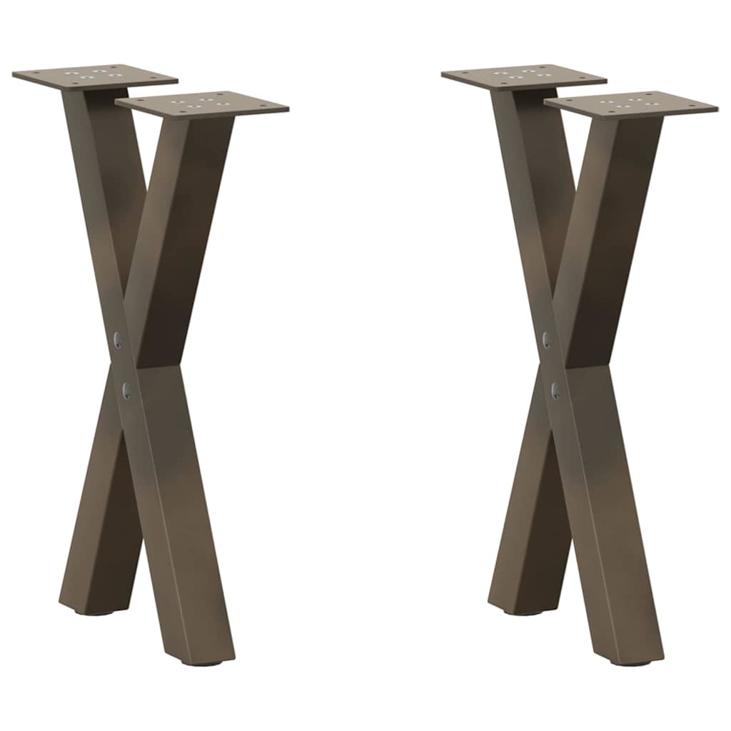 Couchtischbeine X-Form 2 Stk. Naturstahl 38x(42-43) cm Stahl