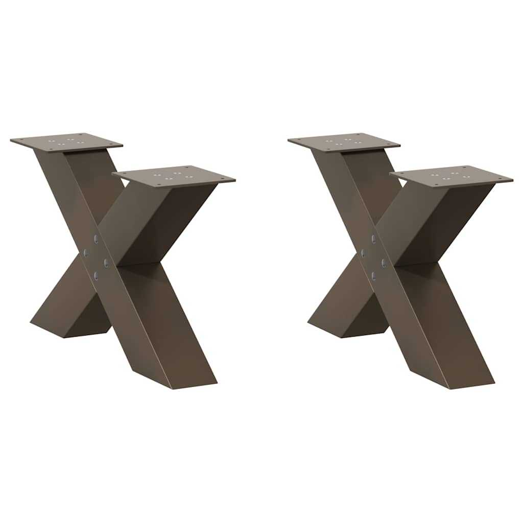 Couchtischbeine X-Form 2 Stk. Naturstahl 60x(30-31) cm Stahl