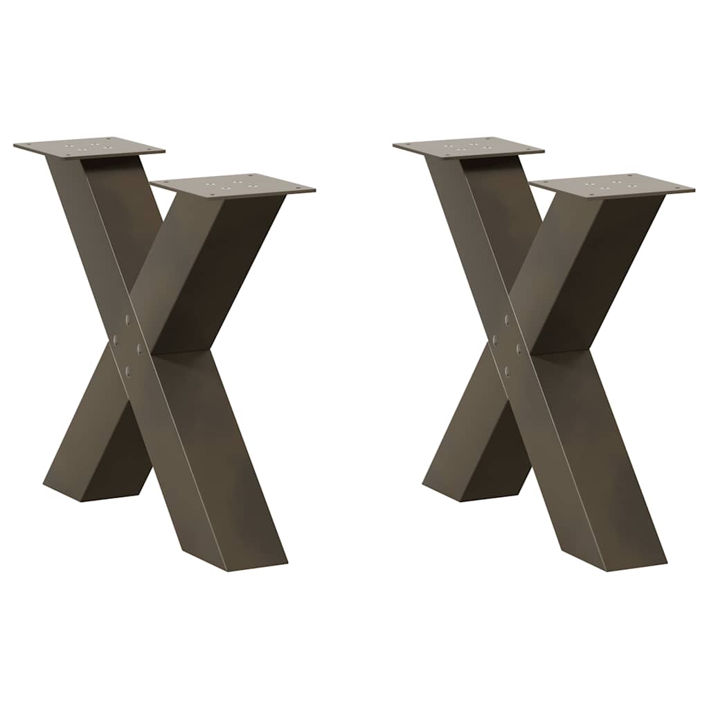 Couchtischbeine X-Form 2 Stk. Naturstahl 60x(42-43) cm Stahl