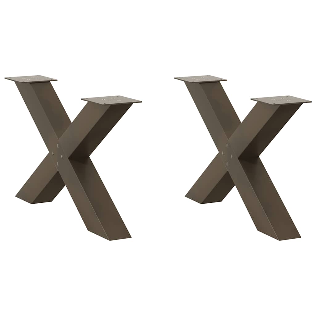 Couchtischbeine X-Form 2 Stk. Naturstahl 70x(42-43) cm Stahl