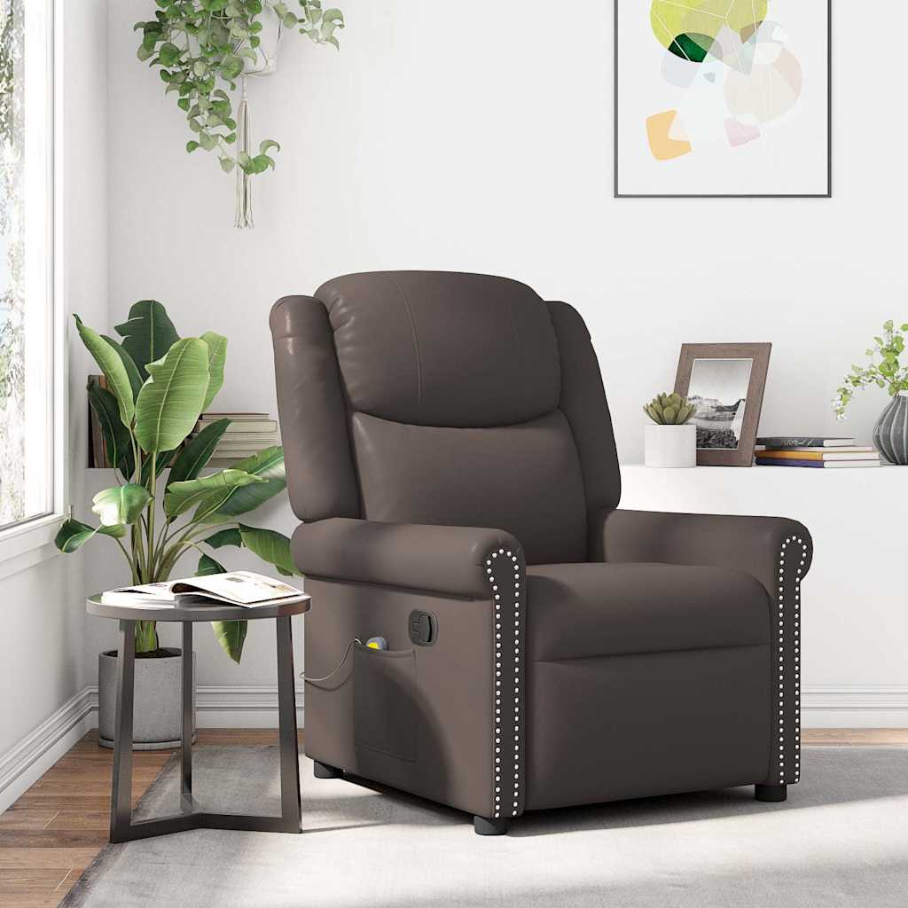 Massagesessel Braun Glänzendes Kunstleder