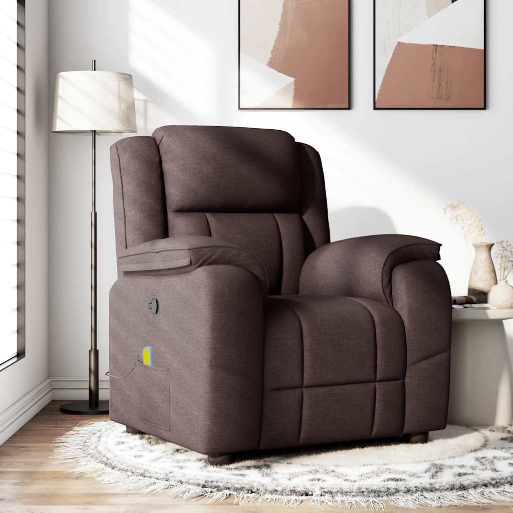 Massagesessel Dunkelbraun Stoff