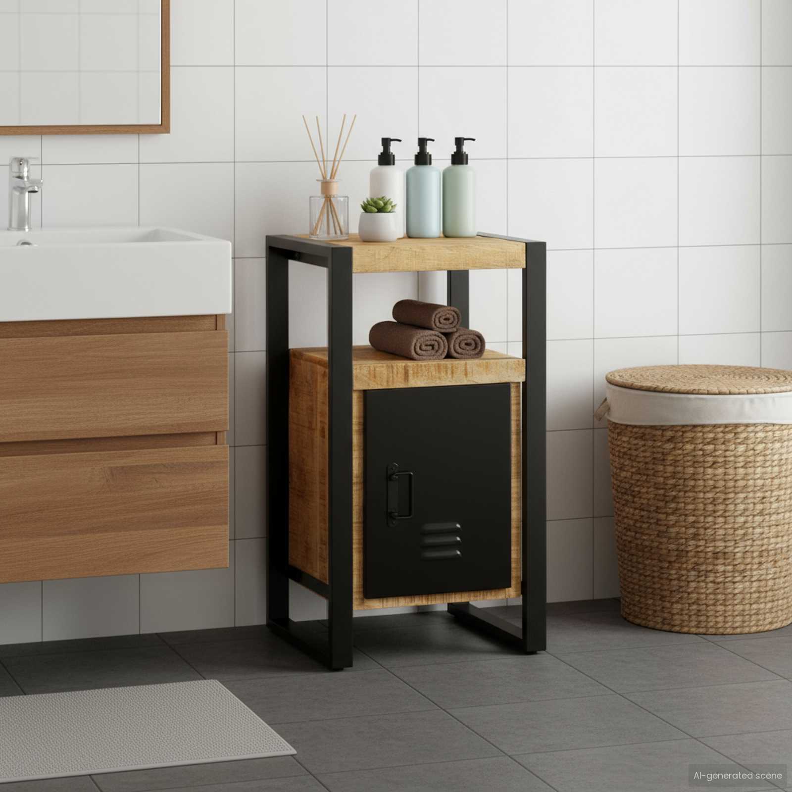 Badezimmerschrank Braun 40 x 35 x 75 cm Massivholz Mango