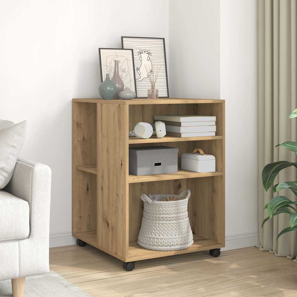 Beistelltisch mit Rollen Artisan-Eiche 55x60x78cm Holzwerkstoff
