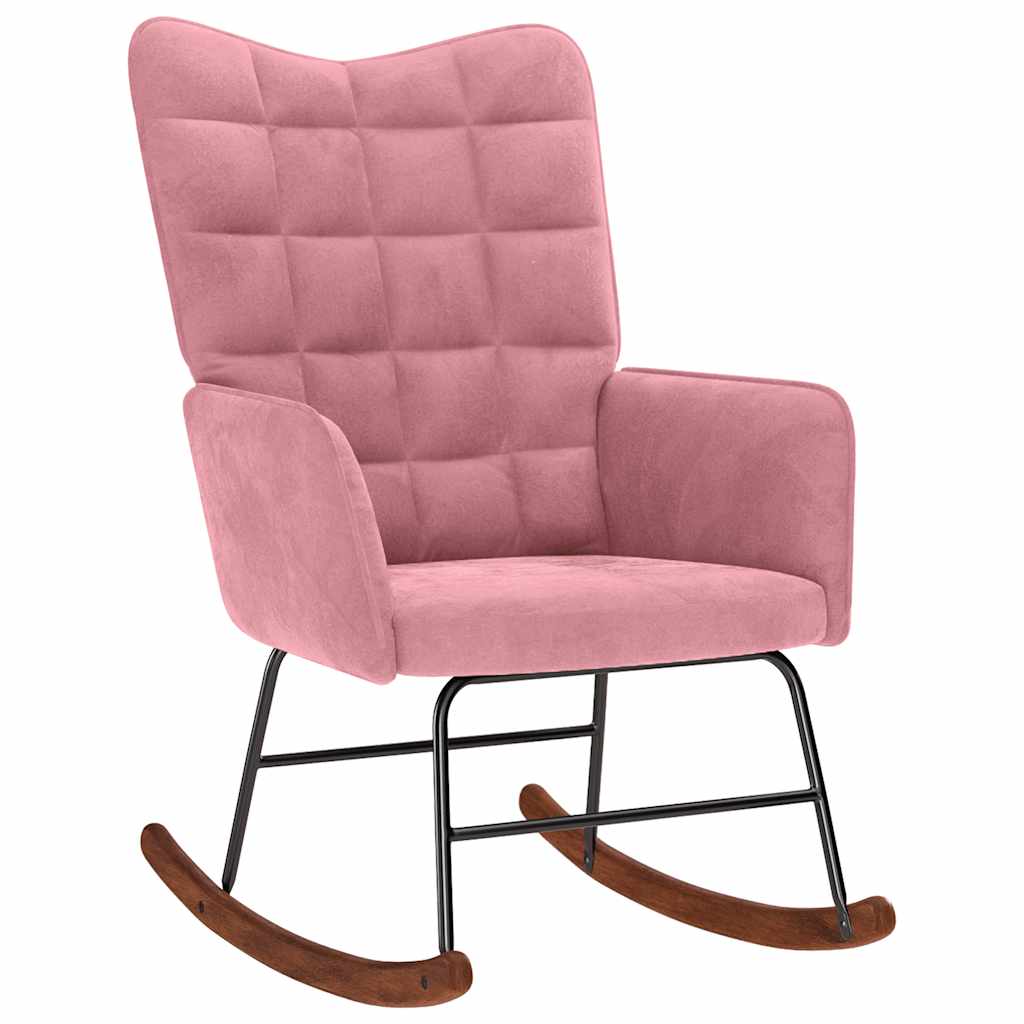 Schaukelstuhl Rosa Samt