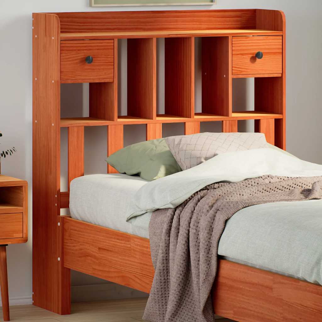 Kopfteil mit Stauraum Wachsbraun 75 cm Massivholz Kiefer