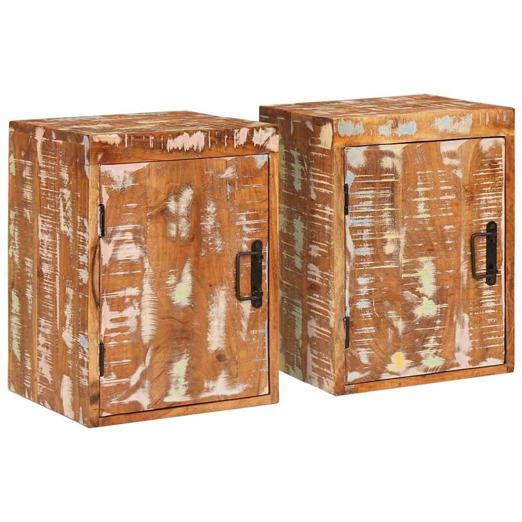 Nachttisch 2 stk. Braun 35 x 33 x 48 cm Massivholz Altholz