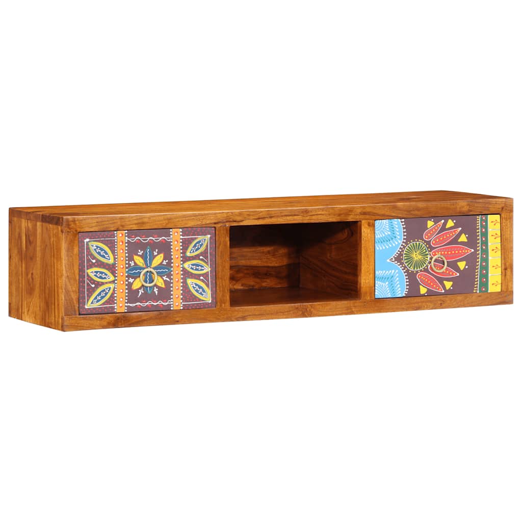 TV-Wandschrank Mehrfarbig 100x30x22 cm Massivholz Akazie