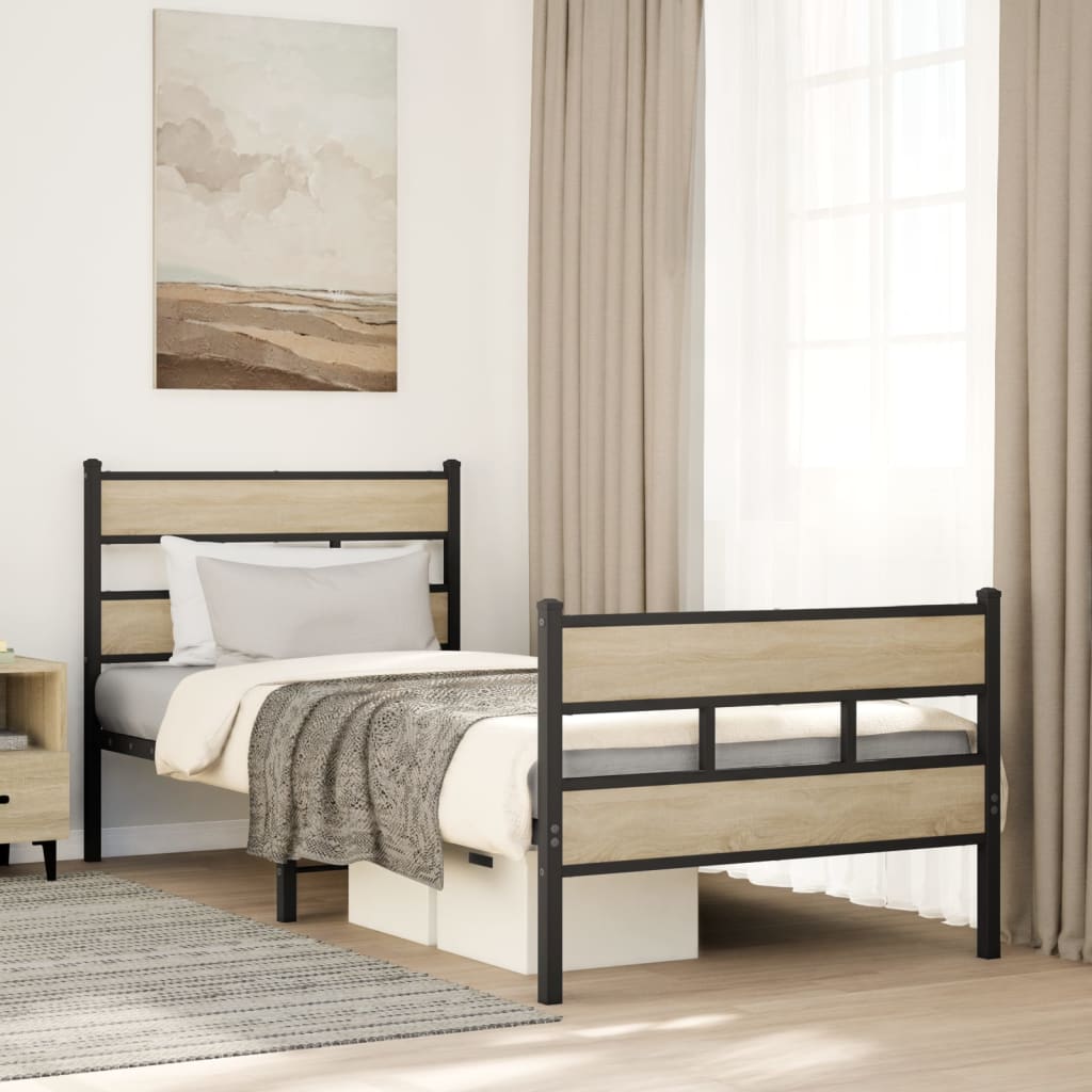 Metallbett ohne Matratze Sonoma-Eiche 80x200 cm