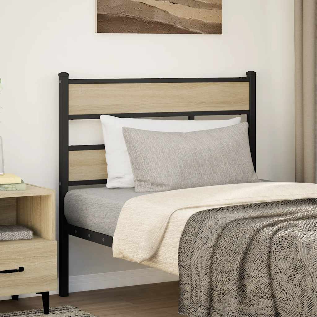 Ersatz-Kopfteil Sonoma-Eiche 80 cm Eisen und Holzwerkstoff