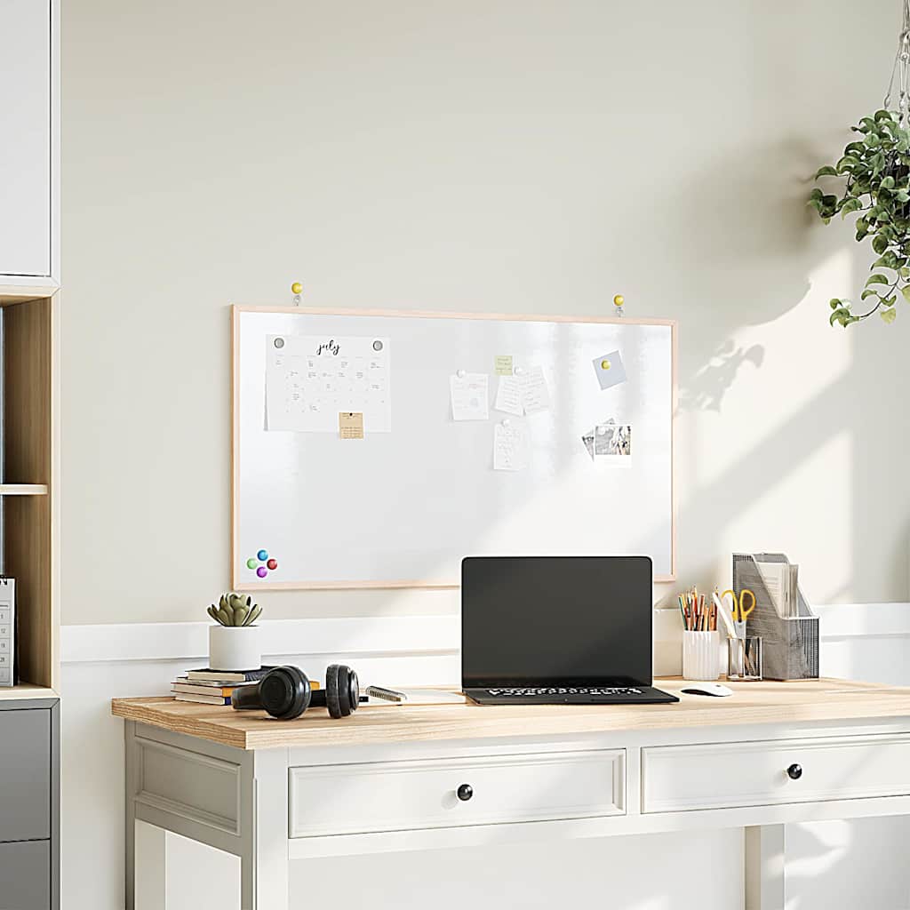Magnetisches Whiteboard mit Rahmen aus massivem Kiefernholz 100 x 55 cm