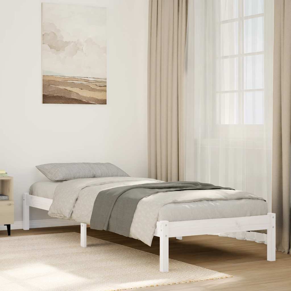 Massivholzbett Extra Lang ohne Matratze Weiß 100x220 Kieferholz