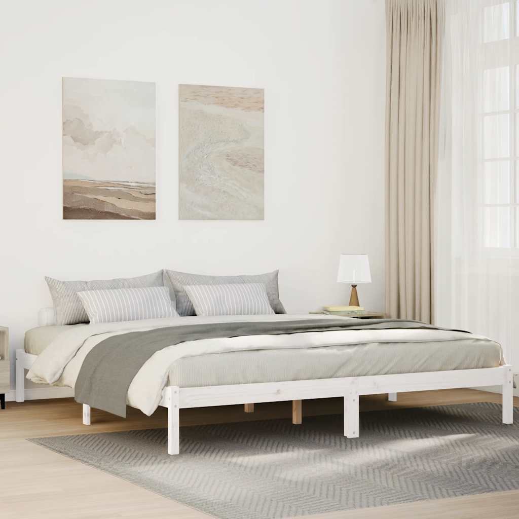 Massivholzbett Extra Lang ohne Matratze Weiß 200x220 Kieferholz