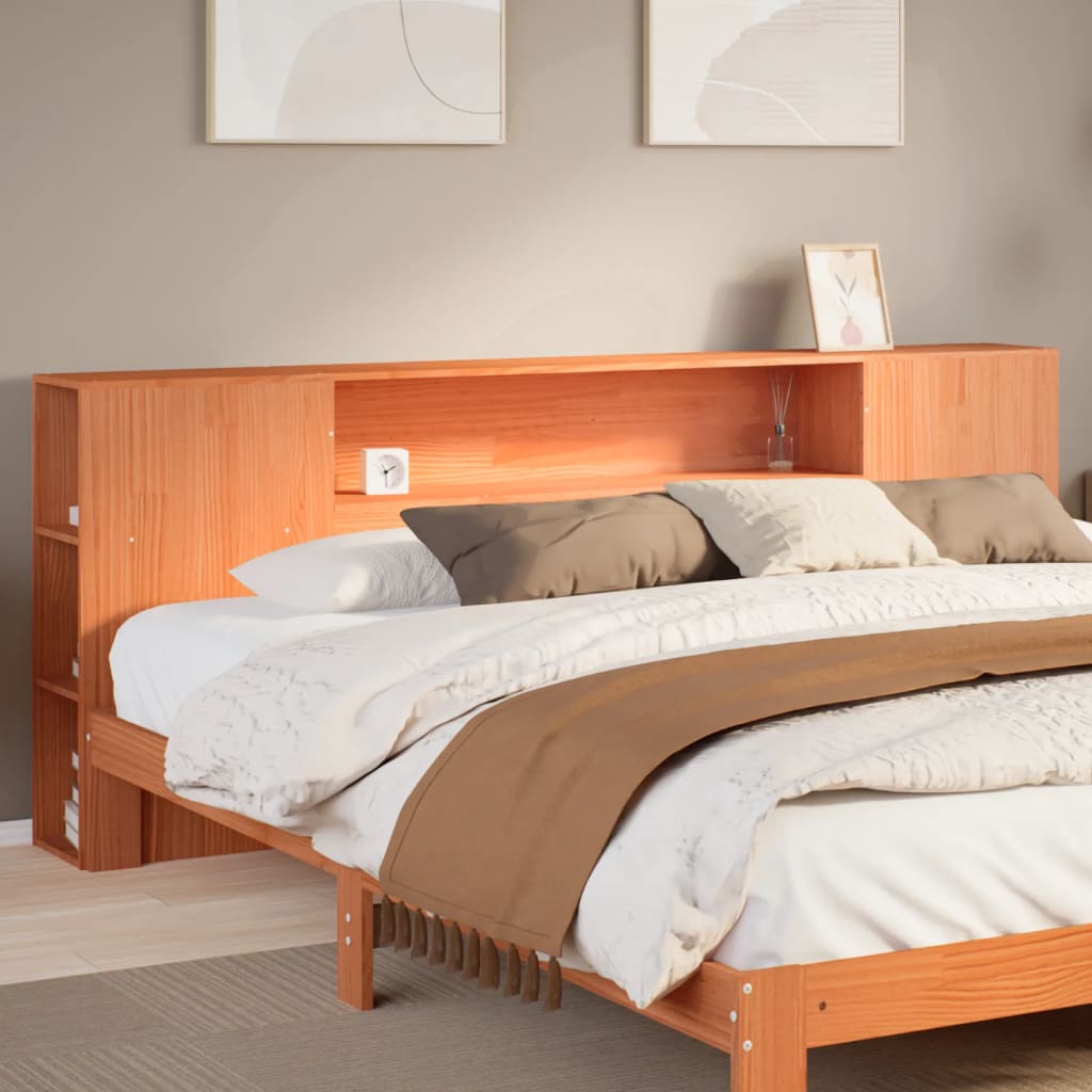 Kopfteil mit Stauraum Wachsbraun 200 cm Massivholz Kiefer