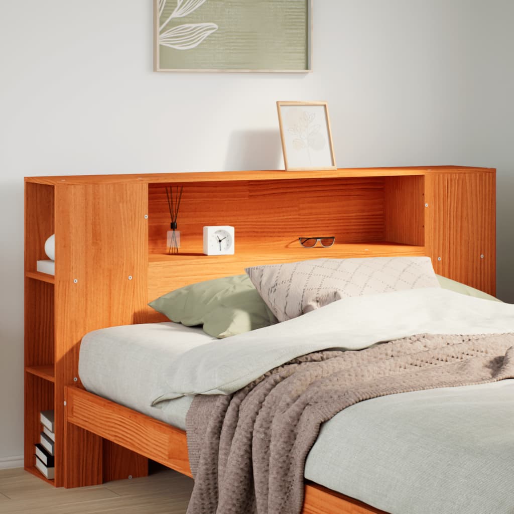 Kopfteil mit Stauraum Wachsbraun 140 cm Massivholz Kiefer