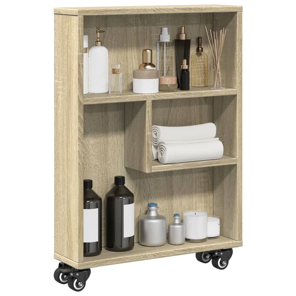 Schmaler Aufbewahrungswagen Sonoma-Eiche 48 x 13 x 68 cm Holzwerkstoff