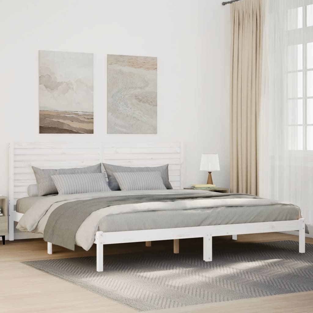 Massivholzbett Extra Lang ohne Matratze Weiß 180x220 cm