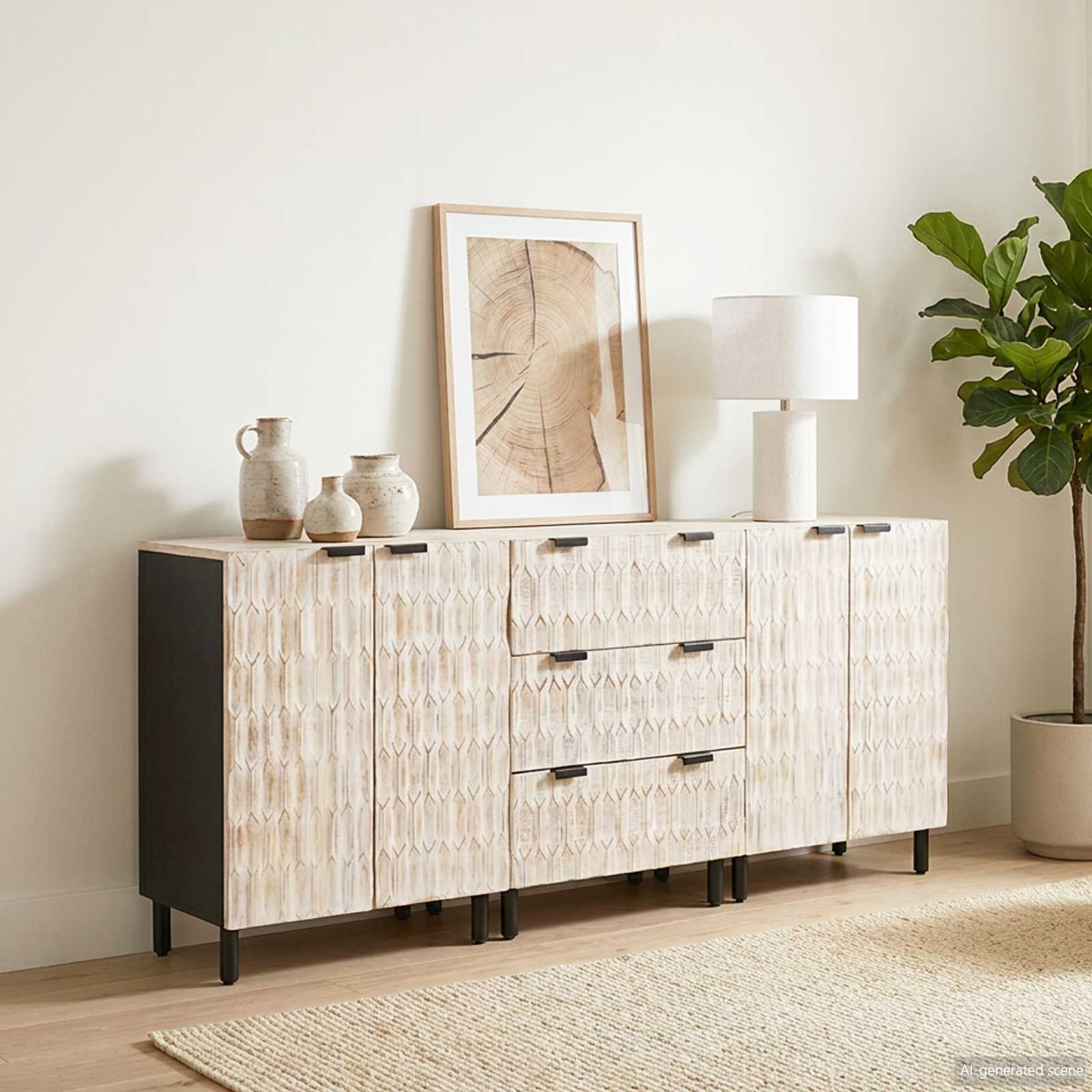 Sideboard 3 stk. 60 x 33 x 75 cm Massivholz Mango