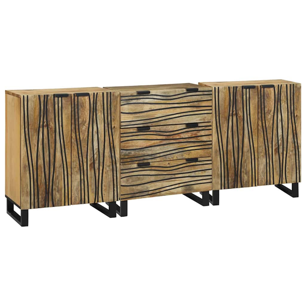 Sideboard Set 3 stk. Natur 180 x 33 x 75 cm Massivholz Mango