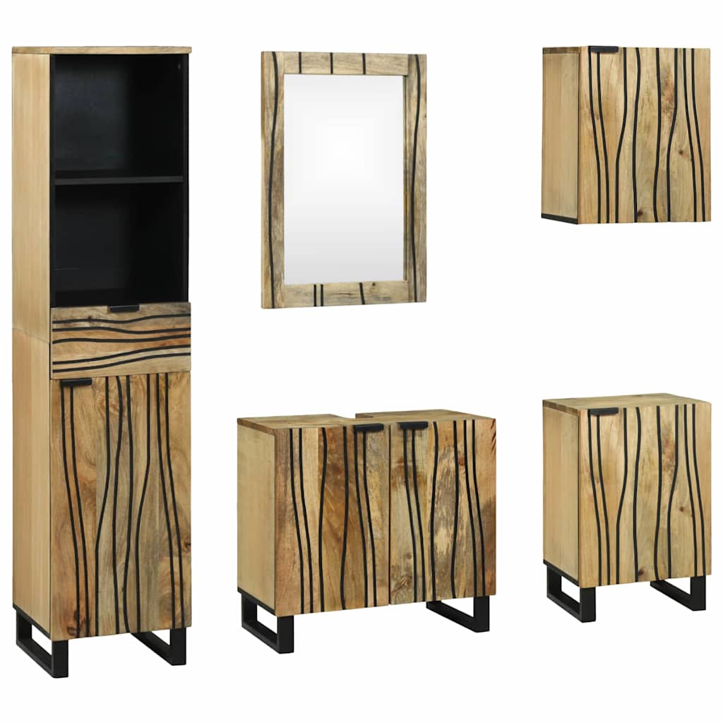 Badezimmermöbel-Set 5 stk. Braun 38 x 33 x 160 cm Holzwerkstoff