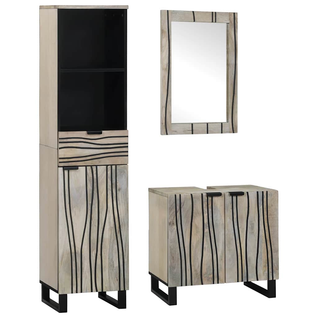 Badezimmermöbel-Set 3 stk. Weiß 38 x 33 x 160 cm Holzwerkstoff